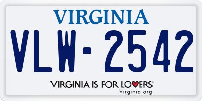 VA license plate VLW2542