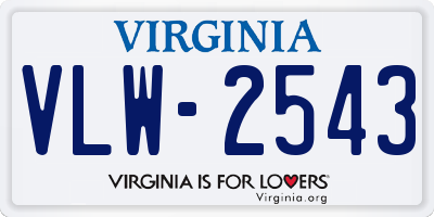 VA license plate VLW2543