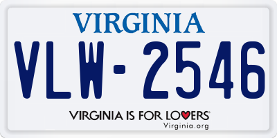 VA license plate VLW2546