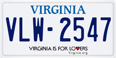 VA license plate VLW2547