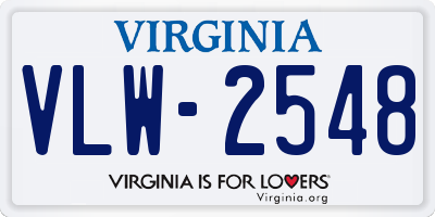 VA license plate VLW2548