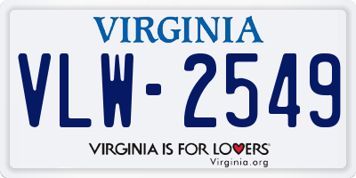 VA license plate VLW2549