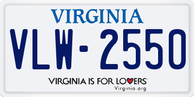 VA license plate VLW2550