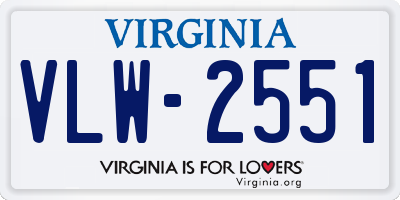 VA license plate VLW2551