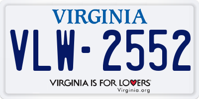 VA license plate VLW2552