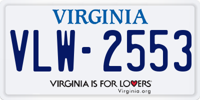 VA license plate VLW2553