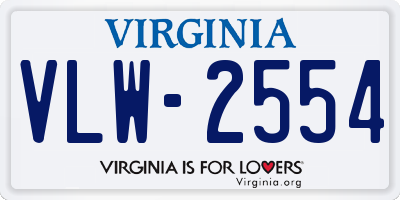 VA license plate VLW2554