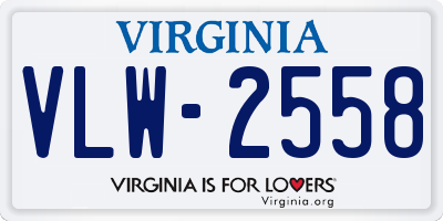 VA license plate VLW2558