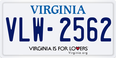 VA license plate VLW2562