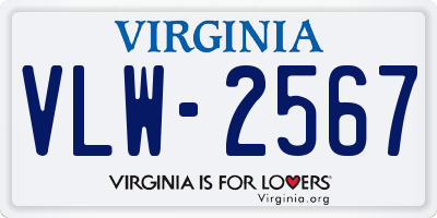 VA license plate VLW2567