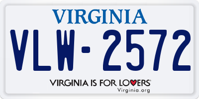 VA license plate VLW2572