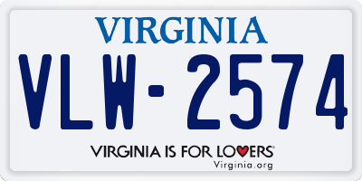 VA license plate VLW2574