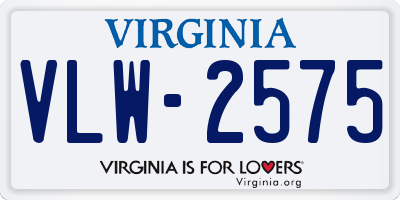 VA license plate VLW2575