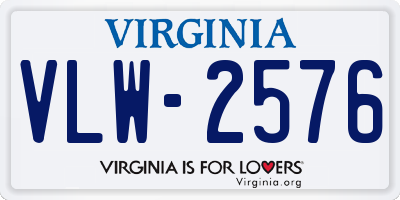 VA license plate VLW2576