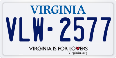 VA license plate VLW2577