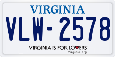 VA license plate VLW2578