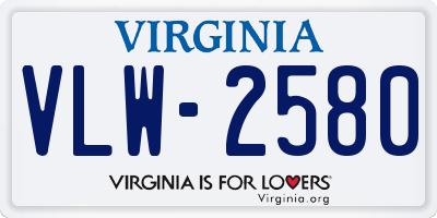 VA license plate VLW2580