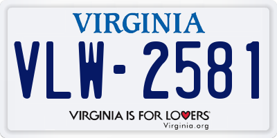 VA license plate VLW2581