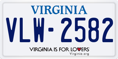 VA license plate VLW2582