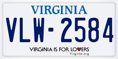 VA license plate VLW2584