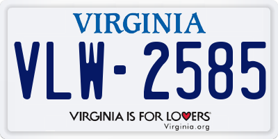 VA license plate VLW2585