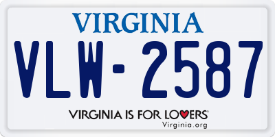 VA license plate VLW2587