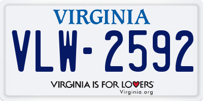 VA license plate VLW2592