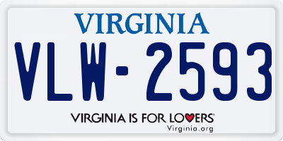 VA license plate VLW2593