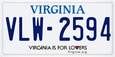 VA license plate VLW2594