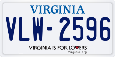 VA license plate VLW2596