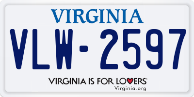 VA license plate VLW2597