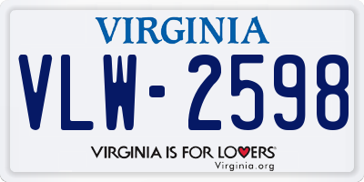 VA license plate VLW2598