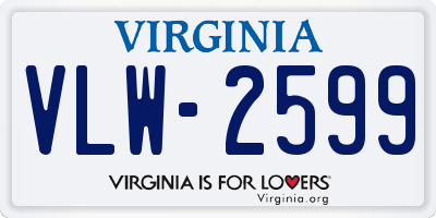 VA license plate VLW2599