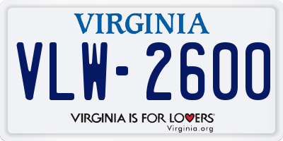 VA license plate VLW2600