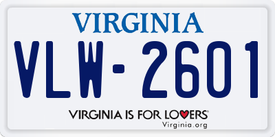 VA license plate VLW2601