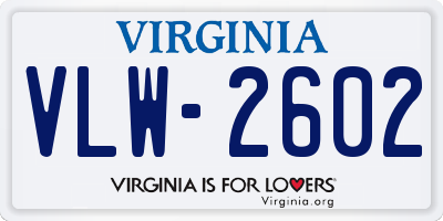 VA license plate VLW2602