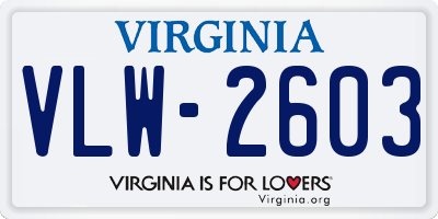 VA license plate VLW2603