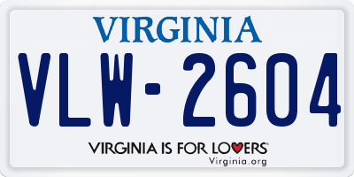 VA license plate VLW2604