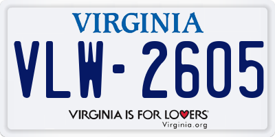 VA license plate VLW2605