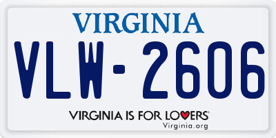 VA license plate VLW2606