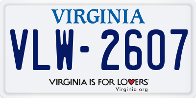 VA license plate VLW2607