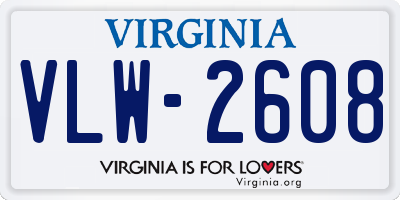 VA license plate VLW2608