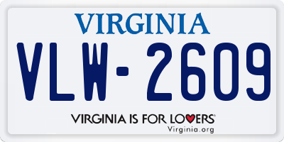 VA license plate VLW2609