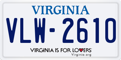 VA license plate VLW2610