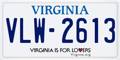 VA license plate VLW2613