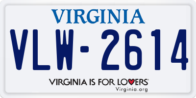 VA license plate VLW2614