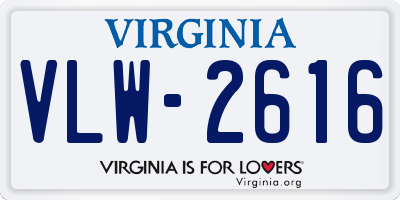 VA license plate VLW2616