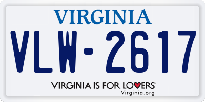 VA license plate VLW2617