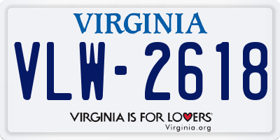 VA license plate VLW2618