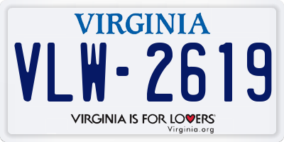 VA license plate VLW2619